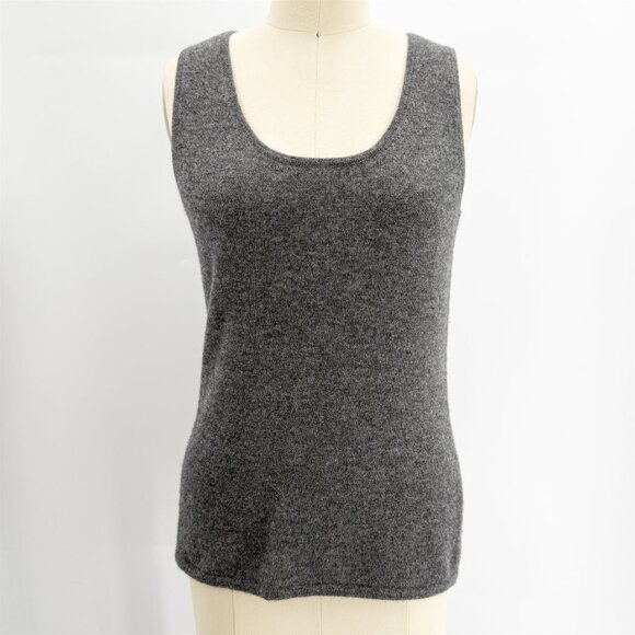 Neiman Marcus Cashmere Collection Cashmere Basic Tank Top Heather Grey M - Picture 9 of 10